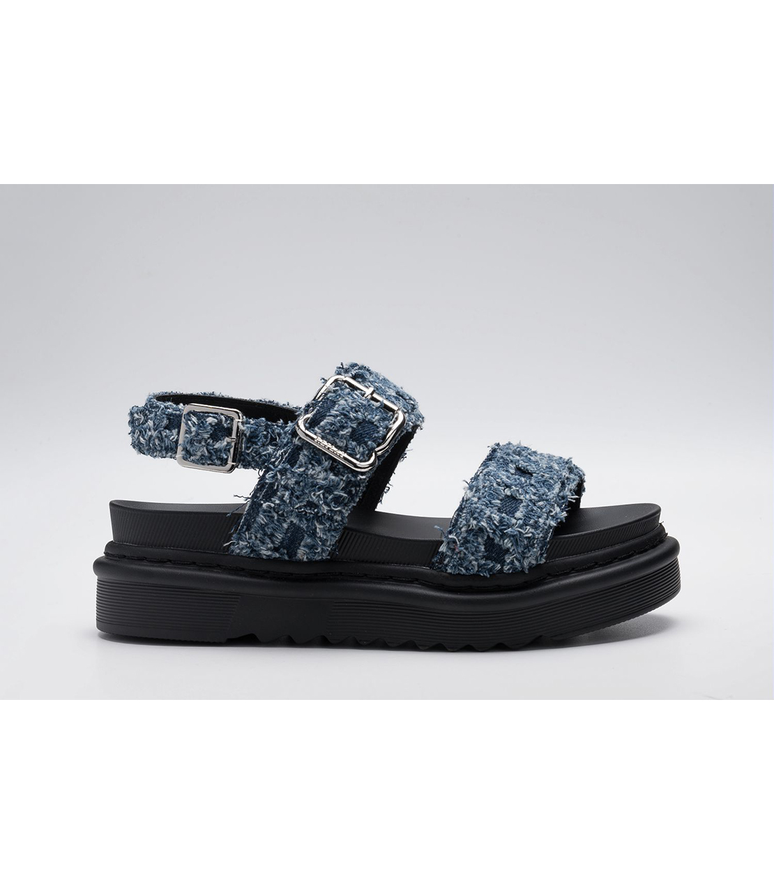 デニムダブルバンドフラットソールサンダル